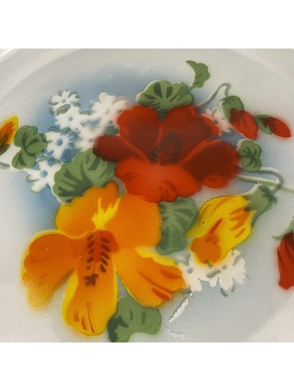 Golden Rhinoceros Enamel Plates • 35 cm Floral Design Made in Shanghai (Set/2)